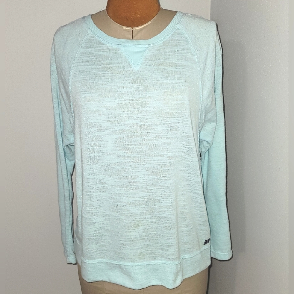 Tommy Hilfiger aqua light weight knit top.  Sz L